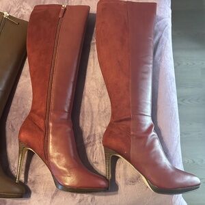 Nine West Quizme Platform Boots Sz 11 Wine